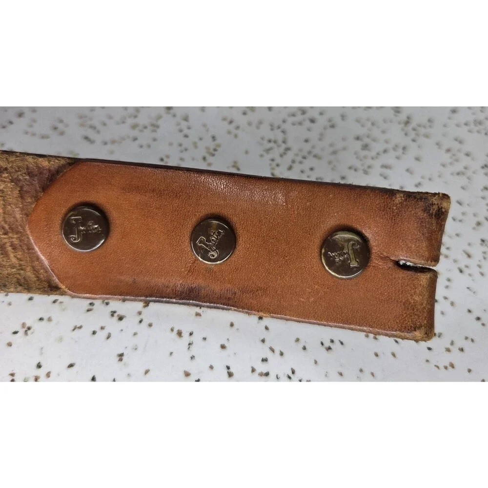 Justin Top Grain Leather Belt Only Beautiful Southwestern Floral Detail 37”